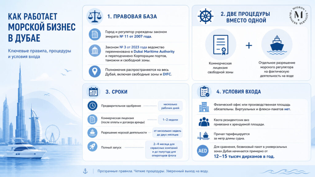 Регистрация компании в Dubai Maritime City (DMCA) инфографика