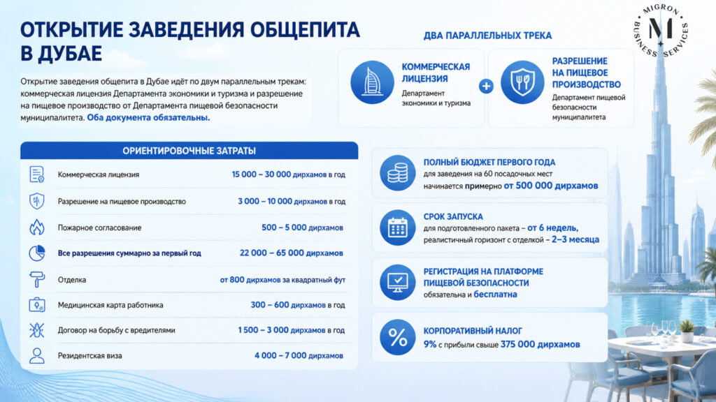 Как открыть заведение общепита в Дубае инфографика