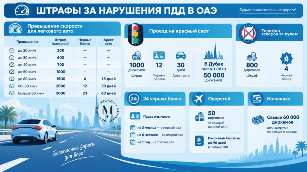 Законы и наказания в ОАЭ в 2026 за что экспату грозят штраф, тюрьма или депортация инфографика